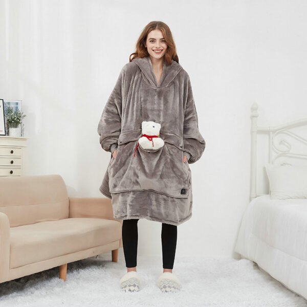 50bffa09-5701-4cc7-b069-aacf35957168.jpg USB Heated Wearable Blanket Oversized Lazy Hoodie With Large Heating Area Back Cozy Warm Sherpa Hoodie Blanket No Battery Pack